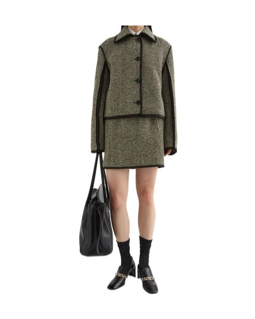 Jil Sander Green Tweed Mini Skirt