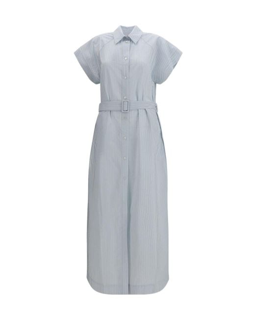 Jacob Cohen Gray Belted Pinstripe Shirt Dress