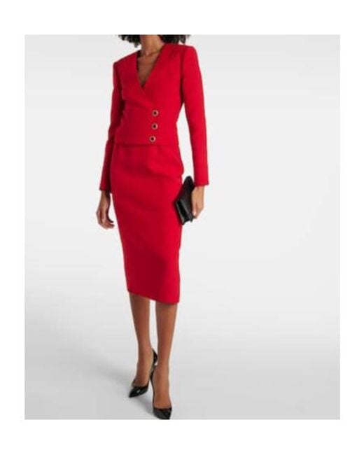 Alessandra Rich Red Wool Midi Skirt