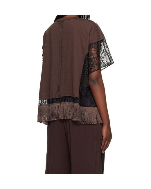 Undercover Brown Crew Neck Patchwork T-Shirt
