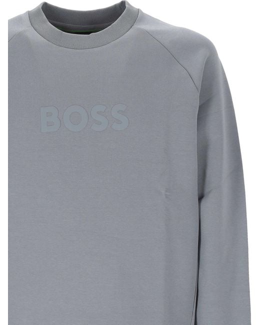 Boss Gray Crew Neck Long-Sleeved Sweatshirt for men
