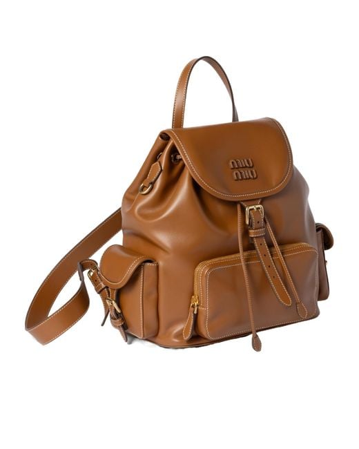 Miu Miu Brown Leather Backpack