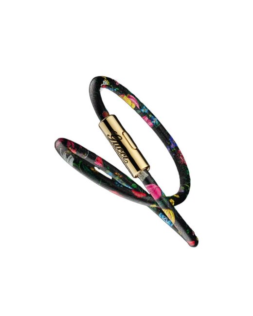 Gucci Black Leather Double Bracelet With Script
