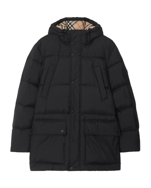 Burberry Black Knight-Patch Puffer Jacket for men