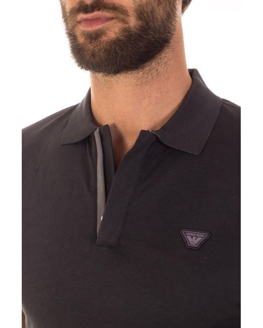 Armani Jeans Black Short-Sleeved Polo Shirt for men