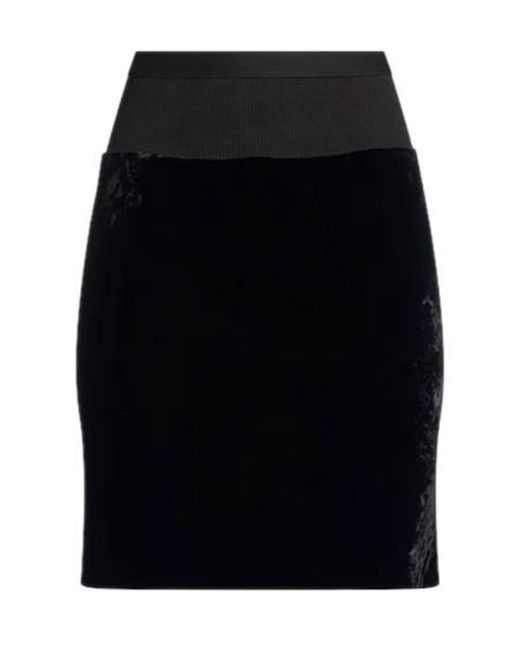 Rick Owens Black Velvet Midi Skirt