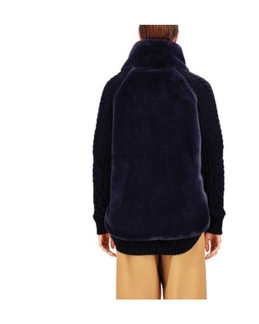 Herno Blue Knitted Fur Coat