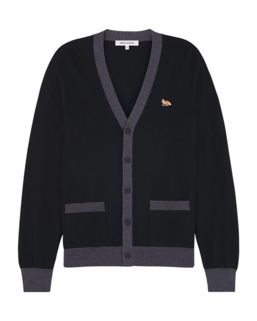 Maison Kitsuné Blue Maison Kitsuné Baby Fox-Patch Button-Up Cardigan for men