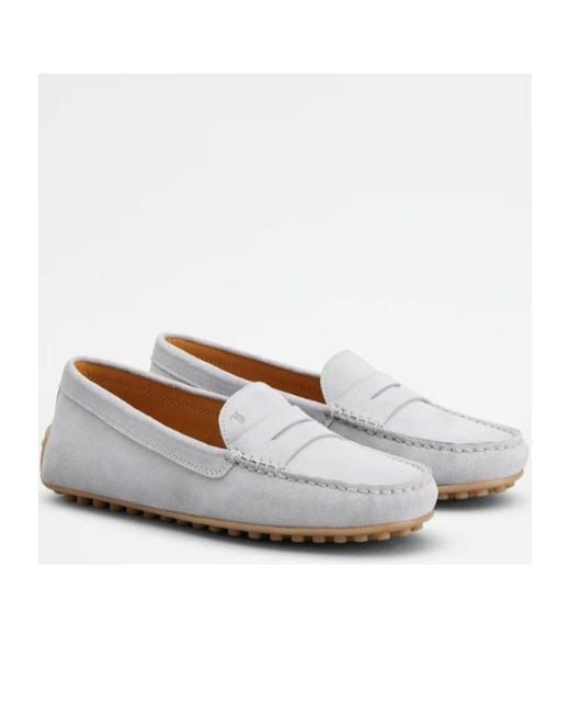 Tod's White Gommino Slip-On Loafers