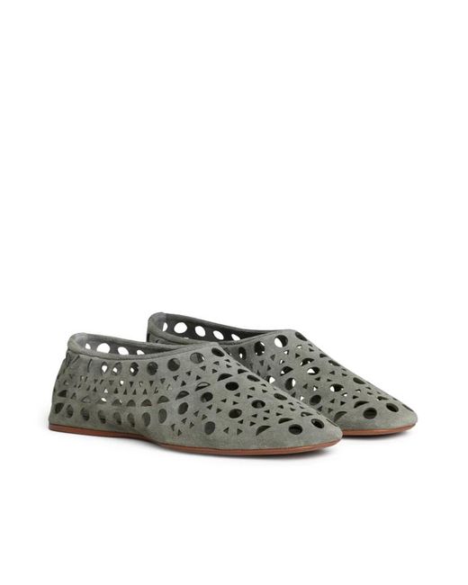 Alaïa Gray Suede Vienne Ballet Flats
