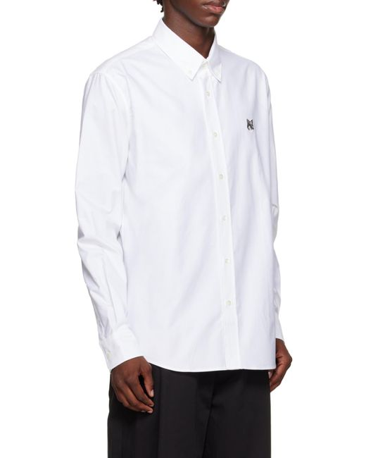 Maison Kitsuné White Maison Kitsuné Fox Patch Curved Hem Shirt for men