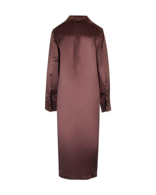 Loulou de Saison Red Oyat Long-Length Satin Shirt