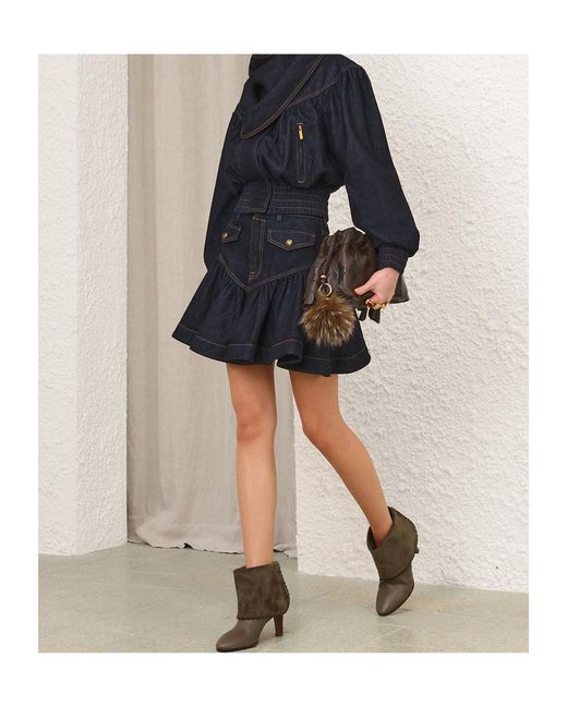 Zimmermann Blue Denim Handkerchief Bomber
