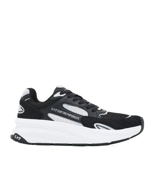 EA7 Black Emporio Armani Mesh Panelled Sneakers for men