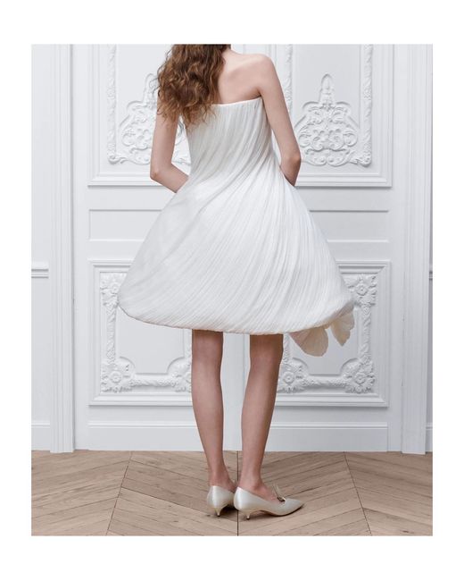 Dior White Flared Draped Dress