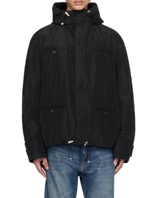 Ferragamo Black Rope And Hooded Casual Jacket for men