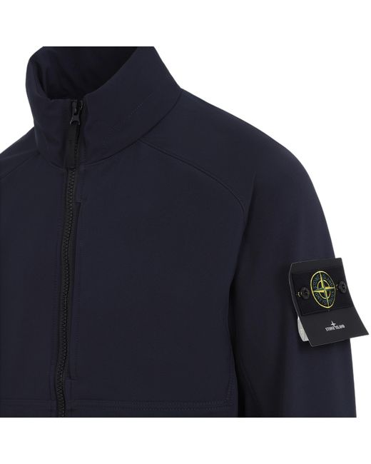 Stone Island Blue High-Neck Zipped Jacket for men