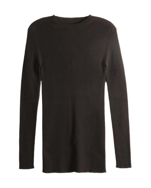 Rick Owens Black Ribbed-Knit Long-Line Sweater for men
