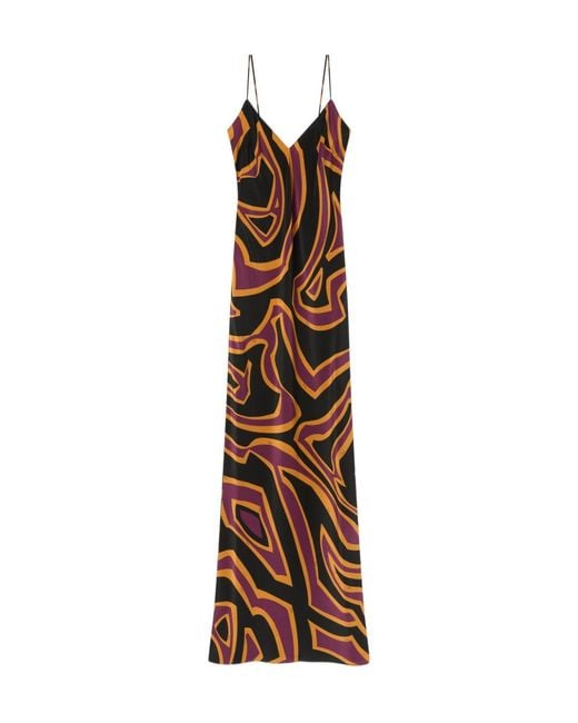 Emilio Pucci Brown Labirinto Print Crêpe De Chine Dress