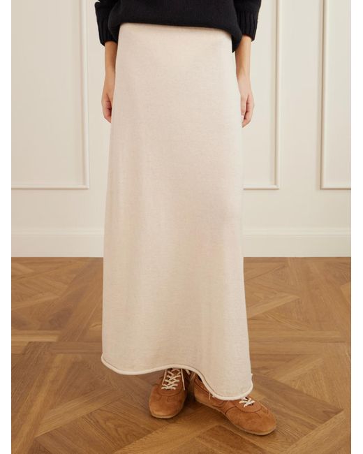 The Elder Statesman Natural Cashmere Long Skirt