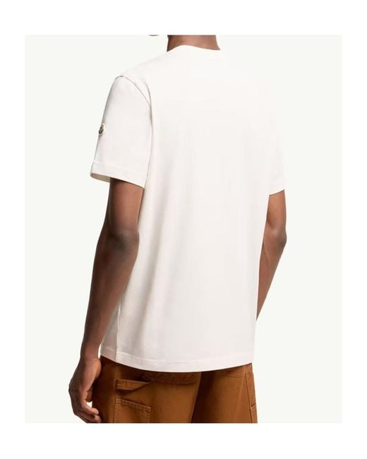 Moncler White Logo Patch Crewneck T-Shirt for men
