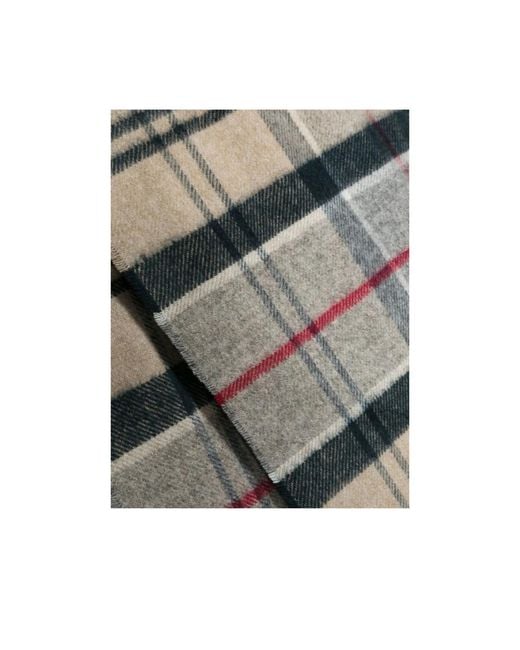 Barbour Gray Checked Fringed Scarf for men