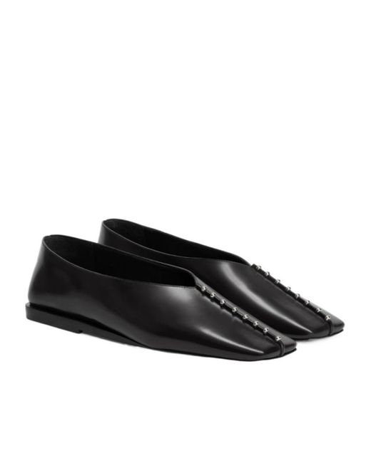 Jil Sander Black Studded Slip-On Flats