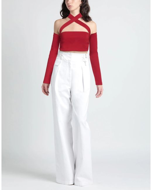 Dolce & Gabbana Red Minimalist Long-Sleeve Cropped Top