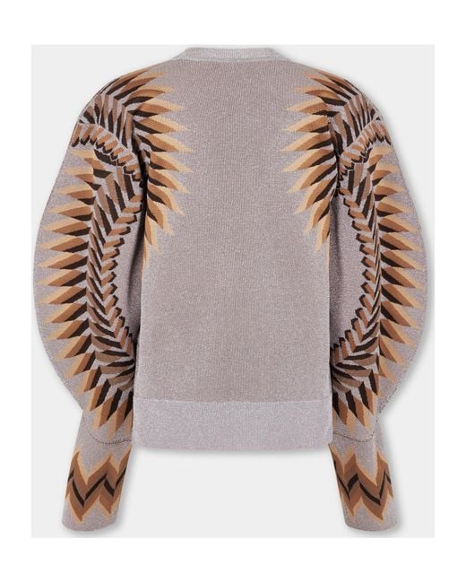 Rabanne Brown Long-Sleeved Lurex Jacquard Jumper