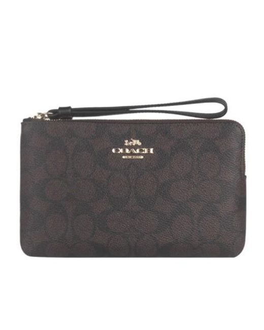 COACH Black Large Corner Zip Wristlet