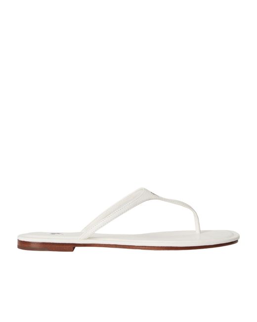 Polo Ralph Lauren White Solid Color Flip Flops