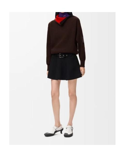 Loewe Red Zip-Neck Patch Knitted Sweater