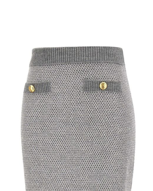 Elisabetta Franchi Gray Sequinned Knit Skirt