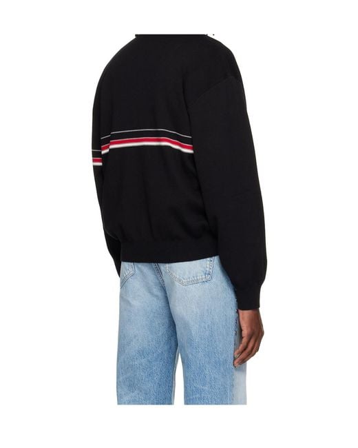 Versace Black Embroidered-Logo Cotton-Knit Zip Cardigan for men