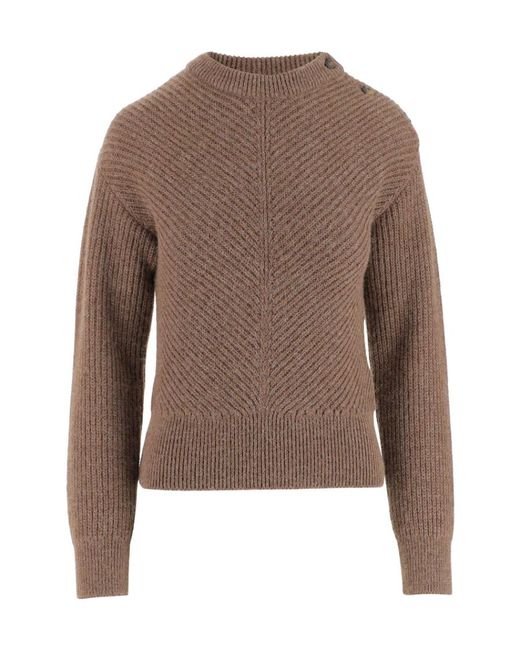 Bottega Veneta Brown Chevron Motif Knit Jumper