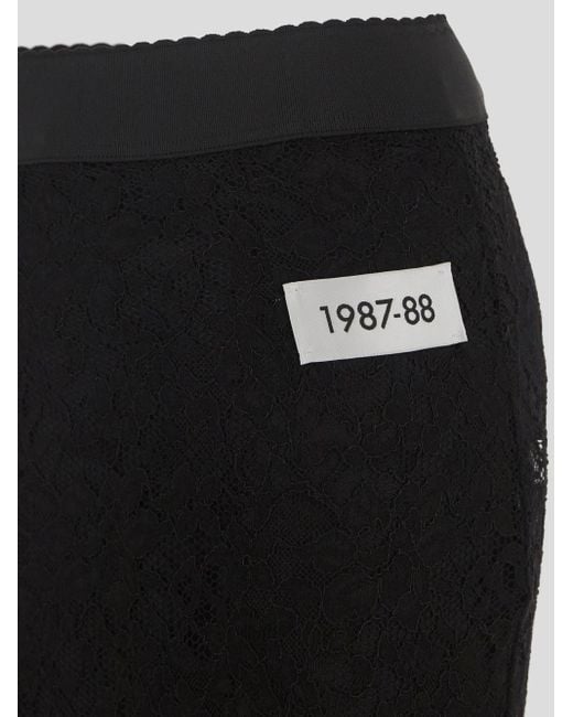 Dolce & Gabbana Black Number Patch Lace Detailed Skirt