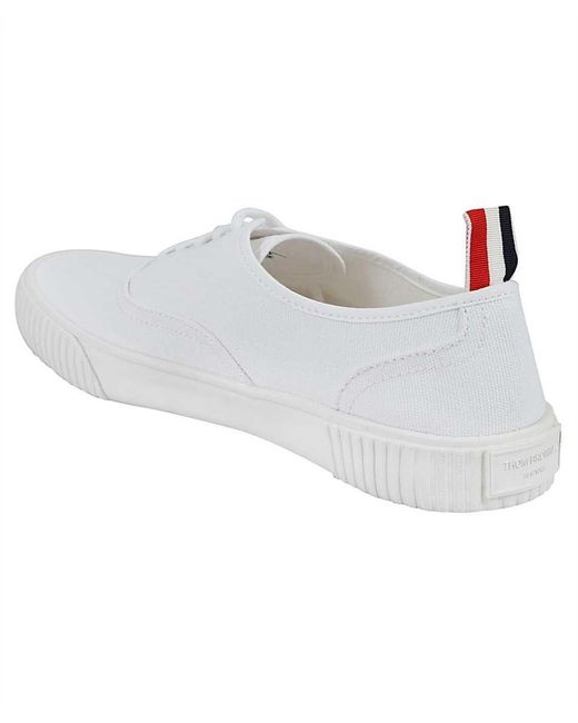 Thom Browne White Heritage Canvas Sneakers for men