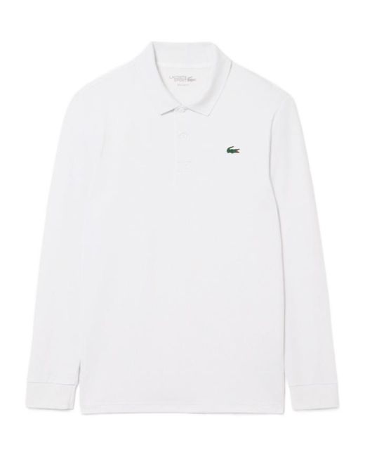 Lacoste White Regular Fit Ultra Dry Long Sleeved Golf Pol Shirt for men