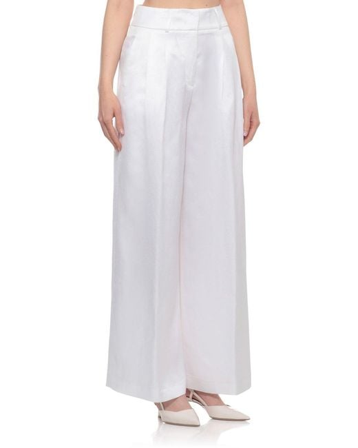 Peserico White Pleated Wide-Leg Pants