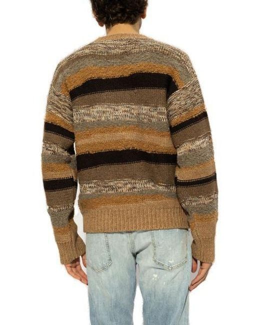 DSquared² Brown Striped Pattern Knitted Jumper for men