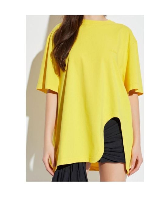 The Attico Yellow The Logo Embroidered Oversized Jersey T-Shirt