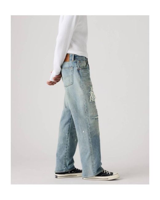 Levi's Blue Distressed Straight-Leg Jeans for men