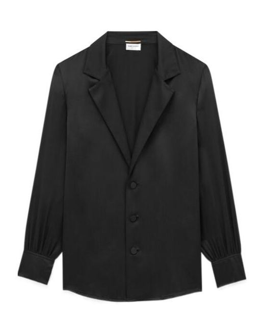 Saint Laurent Black Buttoned Long-Sleeved Pajama Shirt