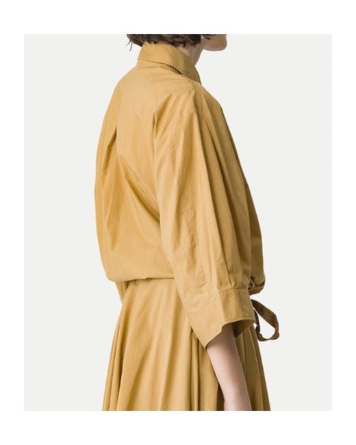 Forte_forte Natural Drawstring Hem Half Sleeve Shirt
