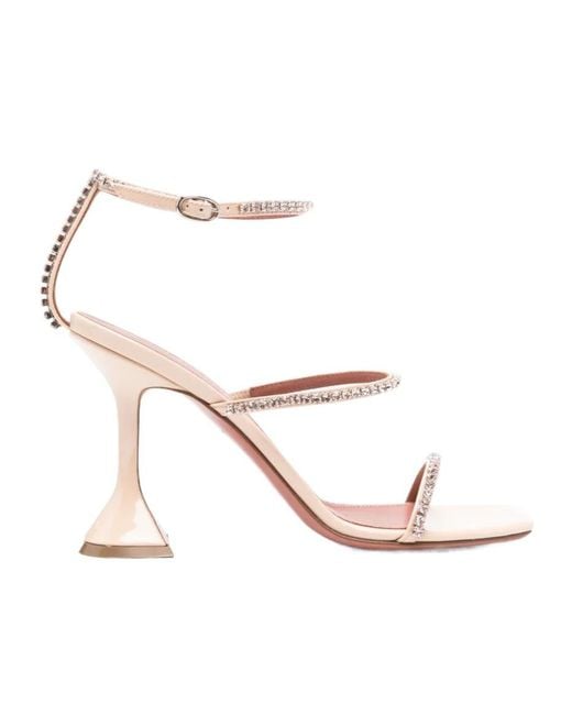 AMINA MUADDI White Gilda Crystal Ankle-Wrap Sandals