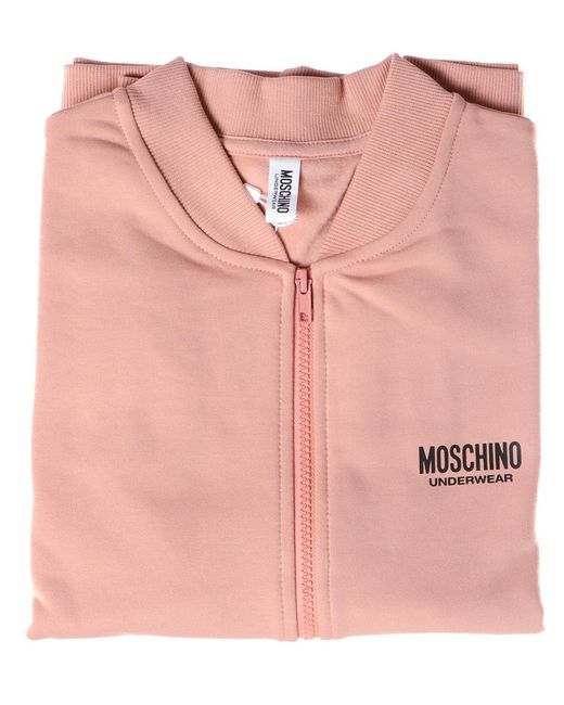 Moschino Pink Logo Zipper Casual Jacket