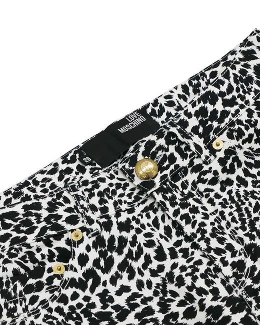 Moschino Gray Leopard Print Jeans