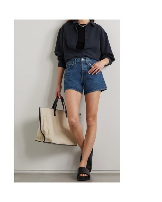 Agolde Blue High Waist Denim Shorts