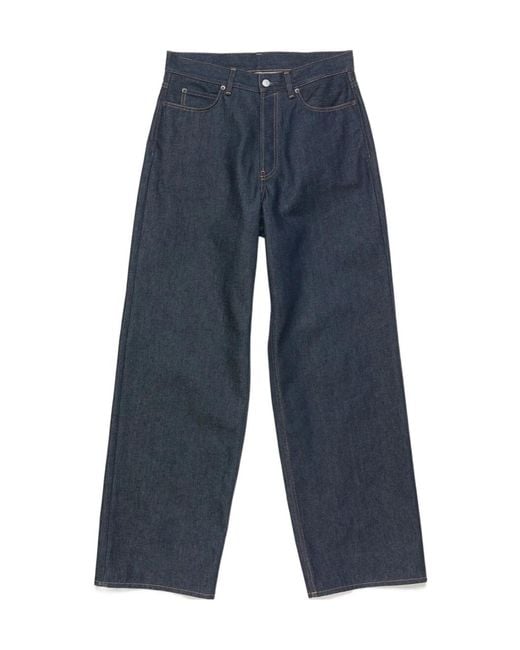 Acne Blue Logo-Patch Wide-Leg Jeans for men