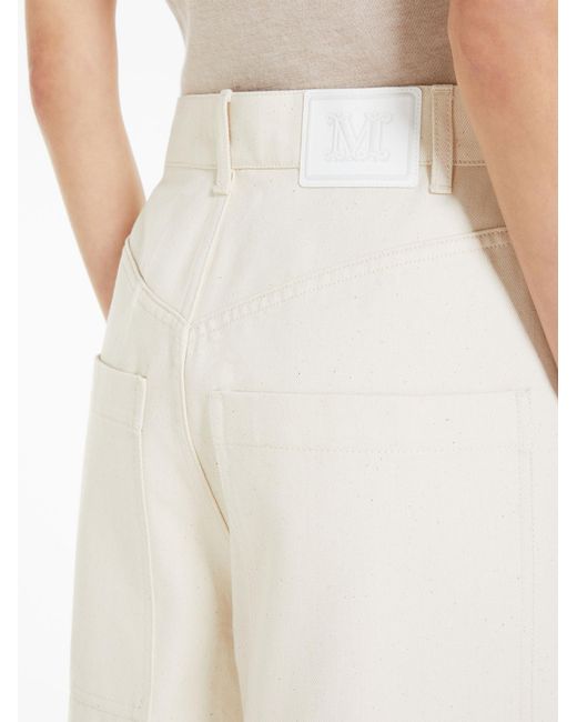 Max Mara White Logo Patch Wide Leg Jeans